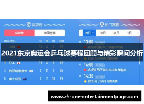 2021东京奥运会乒乓球赛程回顾与精彩瞬间分析